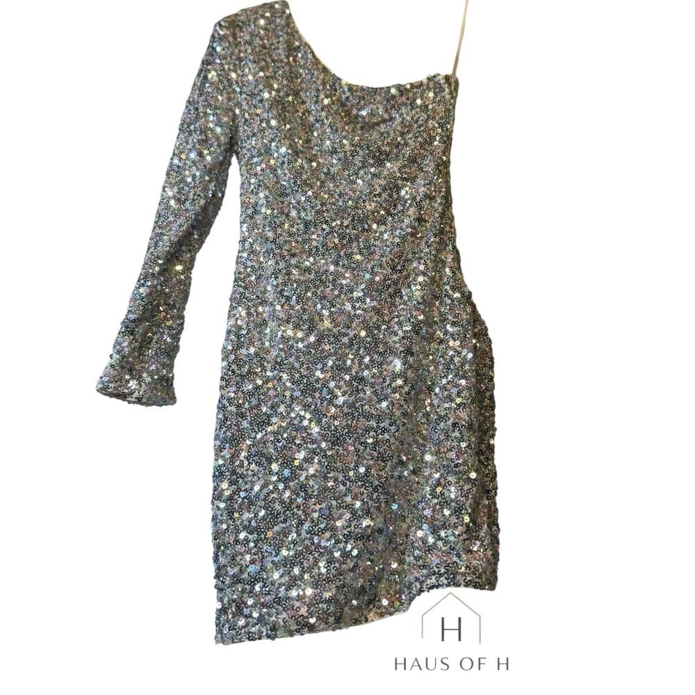 One Shoulder Sexy b Evening Party Sequin Short Dress